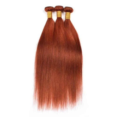 Color 350 Human Hair Ginger Straight Bundles Double Weft Brazilian Hair Extersions Silky Soft for Women 8 10 12 Inch