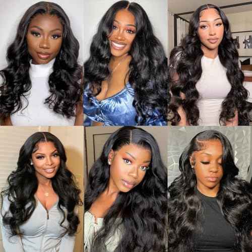 Body Wave Bundles Human Hair 20 22 24 Inch Human Hair Bundle 100% Unprocessed Brazilian Virgin Hair 3 Bundles Human Hair Extensions for Black Women Natural Color