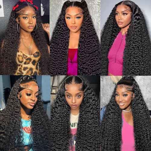 13x6 HD Lace Front Wigs Human Hair Pre Plucked 200% Density Water Wave Frontal Wigs for Women Wet And Wavy Human Hair Wigs Natural Color 24 Inch