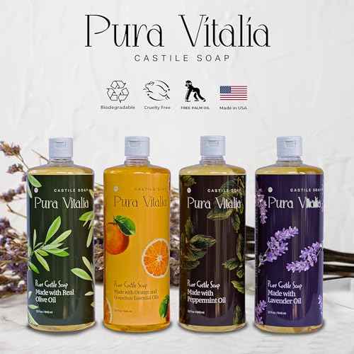 Lavender Organic Castile Soap | Body Wash & Cleanser for Face & Hands | Biodegradable, Eco-Friendly, Palm Oil Free, Vegan & Gentle | Made with 6 Natural Ingredients - 32 oz