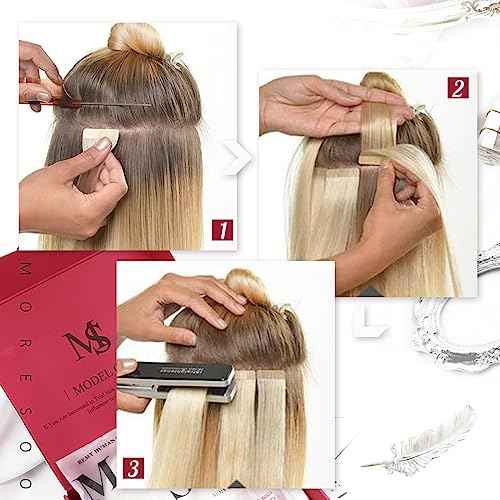 Moresoo 40Pcs Tape in Hair Extensions Human Hair 100G Brown Root to Platinum Blonde with Light Brown Hair Extensions Tape in 20 Inch Human Hair Tape in Real Hair Extensions Fashion Highlight #8/22/8