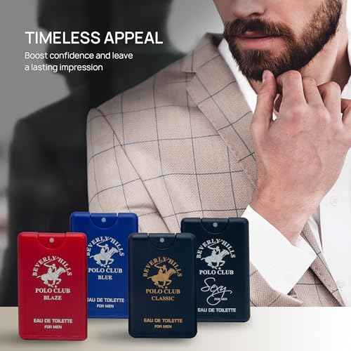 Beverly Hills Polo Club MENS 4PC 20ML POCKET SPRAY - ORIGINAL STRIPED - CONTAINS BLAZE/CLASSIC/BLUE/SEXY