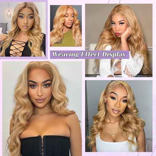 27# Honey Blonde Body Wave Bundles 100% Real Human Hair Bundles 16 18 20 Inch For Quick Weave Double Weft Can Be Dyed and Restyled