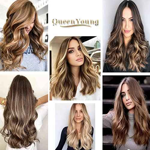 Clip in Hair Extensions Real Human Hair 7pcs 120g Straight Hair Extensions 20 Inch Chestnut Brown to Light Blonde Thick Remy Extensions Straight