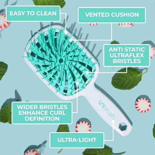 FHI Heat UNbrush Plus ? Curly Hair Brush for Gentle & Effective Detangling on Wet or Dry Fragile Hair Types ? Detangler Brush w/ 84 UltraFlex Bristles, Ultra-light, Vented, Anti Static Hairbrush