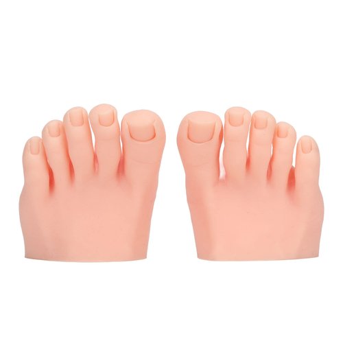 1 Pair Silicone Practice Foot, Nail Practice Training Fake Half Foot Model, Fake Foot Mode for Acrylic Nails Art Training Display Practice (Light Skin Color)