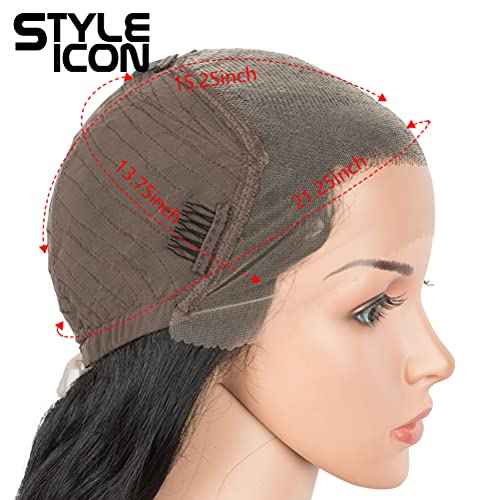 Style Icon Easy-360 36" Free Part Lace Frontal Wigs Super Long Multi-Layered Big Curl Wig Synthetic Wig (36 Inches, 1B)