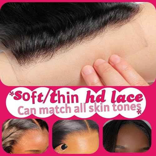 5x5 Hd Lace Closure Human Hair Body Wave Closure Invisible Skinlike Frontal Hd Lace Closure With Baby Hair 20 Inch Free part 5x5 Closure Human Hair Pre-Plucked Natural Hairline Natural Black 20inch