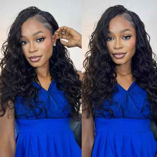 Body Wave Feather Crochet Human Hair Extensions Pre Looped Hair Extensions Body Wave Knotless Soft Pre-Separated Crochet Human Hair Natural Color 16inch 120g