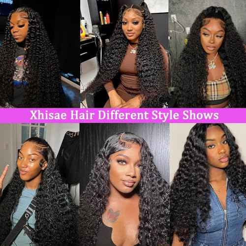 24 Inch Deep Wave Lace Front Wigs Human Hair 200 Density 13x6 HD Transparent Lace Front Wigs Human Hair Pre Plcked Curly Wig for Women Deep Wave Frontal Wigs Human Hair with Baby Hair
