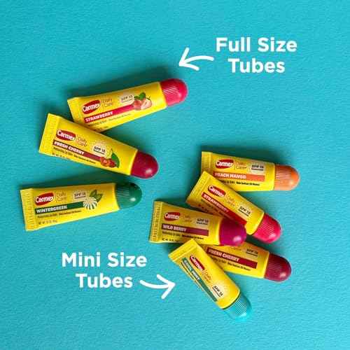 Carmex Daily Care and Daily Care Minis Moisturizing Lip Balm Pack, SPF 15, Multi-Flavor Lip Care Variety Pack Bag, 8 Count (3 Tubes, 5 Mini Tubes)