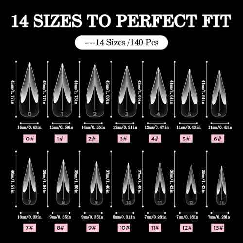 Curved Stiletto Nail Dual Forms for Poly Gel Extension of 3D Eagle Claw, Hawk Shape Full Cover Acrylic Nail Forms, Reusable Nail Molds for Halloween Nail Art Design 140 Pcs 14 sizes