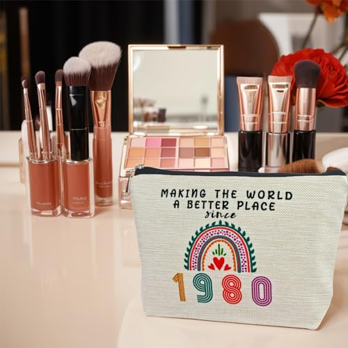 45th Birthday Gifts for Women Her, 45th Birthday Decorations Makeup Bags, 1980 Anniversary 45 Year Old Gift Ideas for Mom, Wife, Sister, Best Friends, Mothers Day, Small Cosmetic Travel Pouch