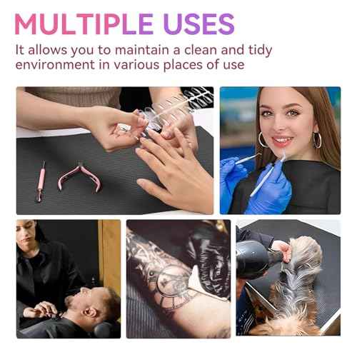 Makartt Disposable Nail Mats: 50Pcs Fordable Nail Paper Towels for Table Acrylic Practice Sheet 3 Ply Waterproof Nail Art Table Mats Clean Pads for Salon Manicure Tattoo Black