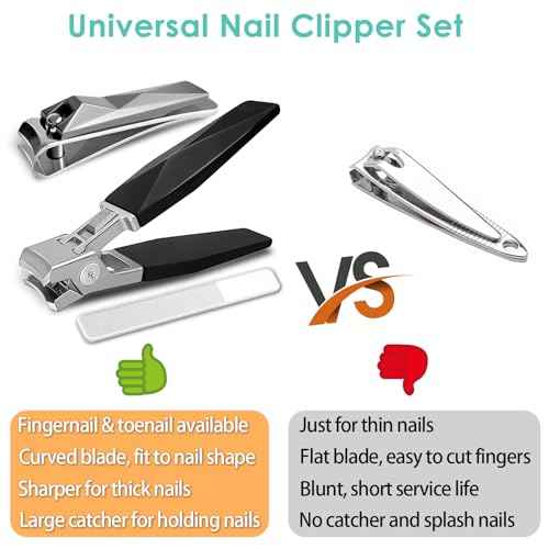 German Nail Clippers, Toenail Clippers for Thick Toenails, Toe Nail Clippers for Thick Nails for Seniors, Finger NailClippers Large Wide Jaw Opening with Catcher, No Splash with Lock