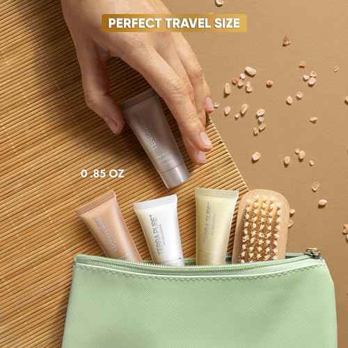 Terra Pure Spa Collection Bulk Set Toiletries | 1-Shoppe Amenities Kit for Hotels & Vacation Rentals | 0.85 oz Shampoo, Conditioner, Body Wash & Lotion | 80 Pieces