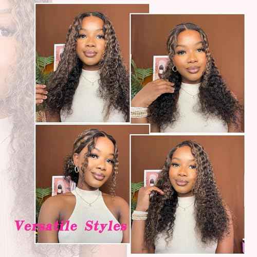 Super idol Ombre Highlight Lace Front Wigs Human Hair 1B/30 Black and Brown Deep Wave Wigs Honey Blonde Human Hair Pre Plucked with Baby Hair 150% Density (1B/30 Highlight Wig, 24 Inch)
