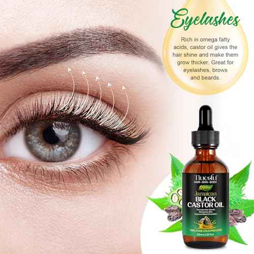 Tiuedu Jamaican Black Castor Oil for Hair Growth,Thicker Eyelashes & Eyebrows,Castor Oil for Hair,Face,Body & Skin,100% Pure Cold Pressed Black Castor Oil,Hair Nourishing Oil,Massage Oils