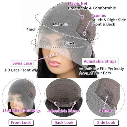 Deep Wave Lace Front Wigs Human Hair Wig for Woman 13x4 Hd Deep Curly Lace Front Wig Human Hair Pre Plucked Deep Wave Lace Frontal Wigs (24 Inch)