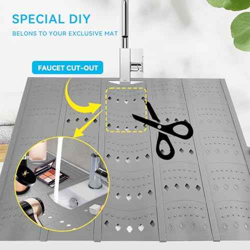 BRIAN & DANY Makeup Mat for Sink, Bathroom Sink Cover for Counter Space, Foldable Silicone Sink Mat Organizer Countertop RV Space Saver, Gray, 19.3" x 15.5"