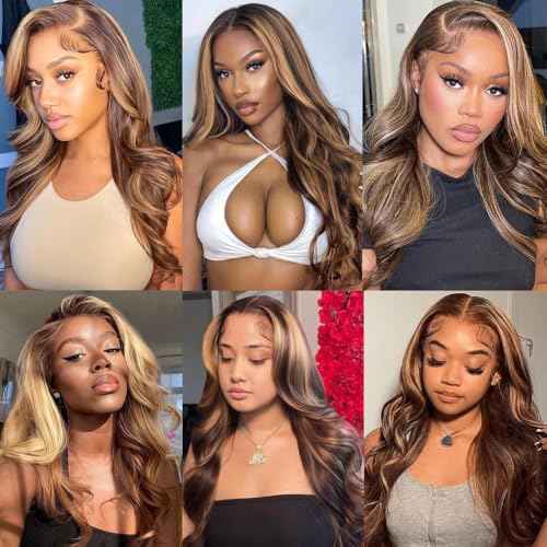 Body Wave P4/27 Human Hair Bundles Brown Highlight Body Wave 3 Bundles Brazilian Remy Hair Ombre Blonde Human Hair Wavy Piano Color