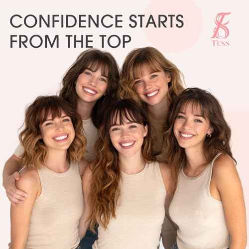 TESS Real Hair Toppers for Women Handmade Lace Base Womens Clip In Hairpieces with Bangs 5 Clips Natural Coverage Soft and Secure 2¡¿6", Light Brown