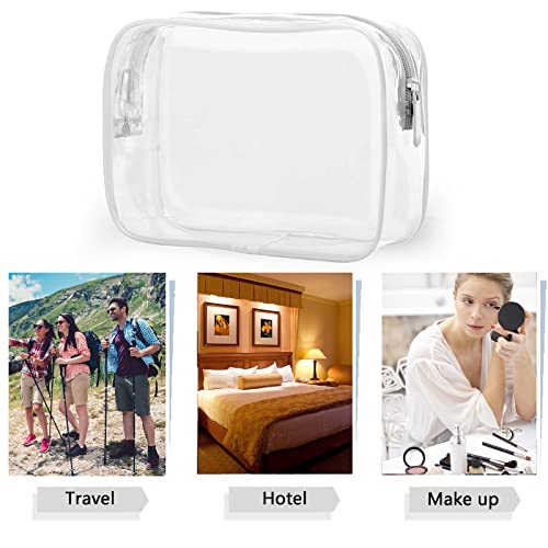 Tergy 6 Packs Clear Cosmetics Bags for Women Men Waterproof Toiletry Bags PVC Makeup Bags Organizer Case with Zipper for Travel Bathroom (6 White Colors)