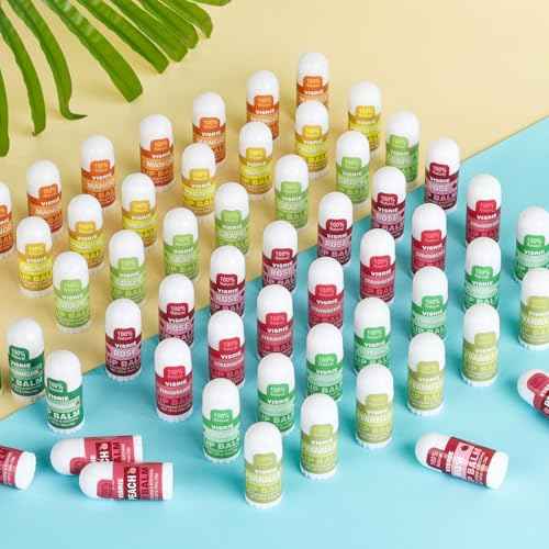 Mini Lip Balm 40 Pack, Natural Lip Balms Bulk with Vitamin E and Coconut Oil, Moisturizing Lip Balm for Dry Cracked lips - 10 Flavors