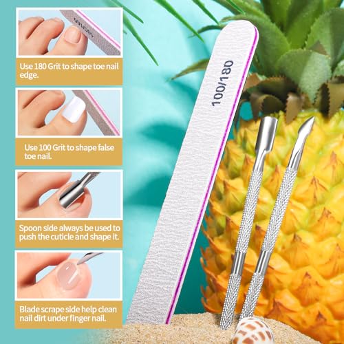 Teenitor White Press on Toenails for Women with Nail Glue, 120pcs White Toe Nail Press ons Acrylic Toenail Kit, Toe Nail Tips Square, Fake Toe Nails Glue on Toe, False Toenails for Missing Toenail