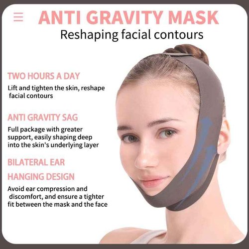 V-Line Face Slimming Strap, Double Chin Reducer Mask, Adjustable Facial Lifting Bandage, Gray