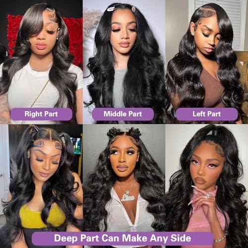 32 Inch Body Wave Lace Front Wigs Human Hair Pre Plucked 13x6 HD Transparent Lace Frontal Wigs Human Hair 180% Density Wigs for Women with Baby Hair