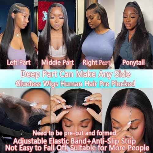 13x6 Lace Front Wigs Human Hair 180 Density Straight HD Lace Front Wigs Human Hair Pre Plucked Glueless Wigs for Women Straight Lace Frontal Wigs Natural Black 22 Inch