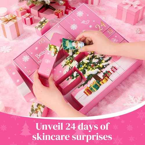Advent Calendar 2025 Beauty Advent Calendar for Women 24 Days Christmas Gifts, Hand Cream Body Lotion 2025 Advent Calendars for Adult Advent Skincare Calendar for Girls 24pcs Countdown Gift Stocking Stuffers