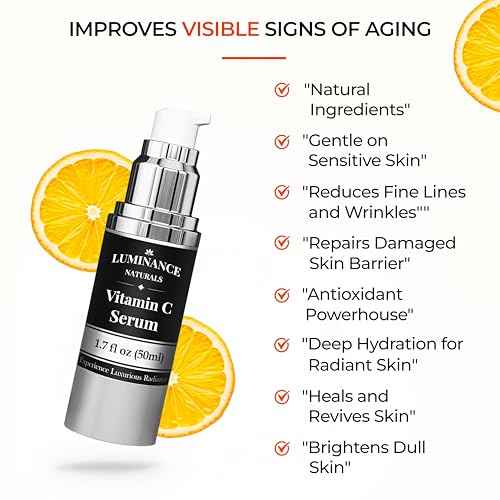 Vitamin C Serum for Mature Skin with Hyaluronic Acid, and Aloe Vera - Hydrating, Lifting, Face Wrinkle & Age Spot Reduction, Anti-Aging Skincare, (1.7 fl oz)