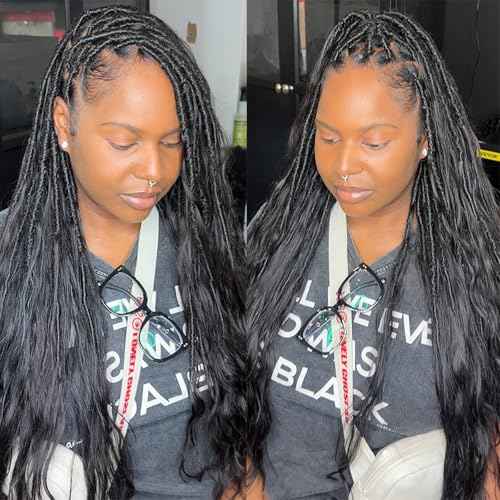 Locs Human Hair Crochet Boho Extensions Pre Looped Goddess Body Wave Curly Ends Knotless Box Braids Faux Locs For Women 22 Inch 24Strands