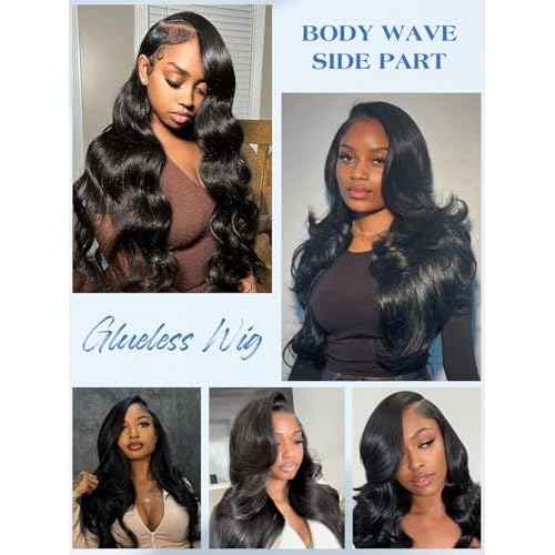 18 Inch Side Part Body Wave 7X5 Wear and Go Glueless Wigs Human Hair Pre Plucked Pre Cut Pre Bleached Knots HD Lace Front Wigs for Black Women Glueless Wig 180% Density