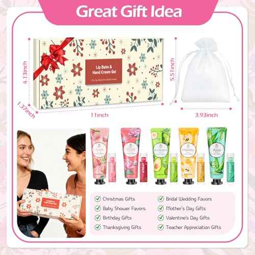 20 Pack Bulk Gifts, Lip Balm Bulk and Hand Cream Gift Set With Organza Bag Thank You Card,Thank You Gifts,Bridal Wedding Favors & Baby Shower Wedding Gifts For Guests, Christmas Gift Stocking Stuffers