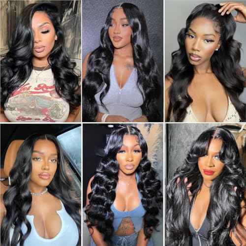 CHEEON Body Wave Bundles Human Hair 16 18 20 Inch Human Hair Bundles 12A Grade Unprocessed Brazilian Virgin Hair Extensions 3 Bundles Deal Natural Black