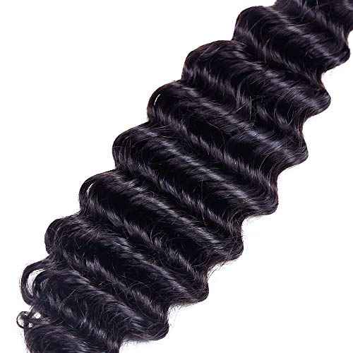 Odir Brazilian Deep Wave Human Hair 1 Bundle 28 Inch Unprocessed 9A Brazilian Deep Wave Virgin Human Hair Weave Bundles Deep Curly Hair Natural Color