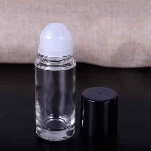 BWESOO 2Pcs Black Clear 30ML Empty Glass Essential Oil Roller Bottles Vials Containers Refillable Roll-on Bottles with Funnel Refillable Cosmetic Containers Balls
