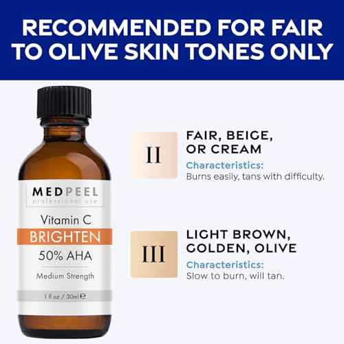 Medpeel 50% AHA & Vitamin C Brightening Essential Peel Kit, Includes Peel, Prep, Neutralizer, Medium Strength Professional Grade Chemical Face Peel, Minimize Fine Lines Wrinkles, 1oz/30ml (Kit of 3)