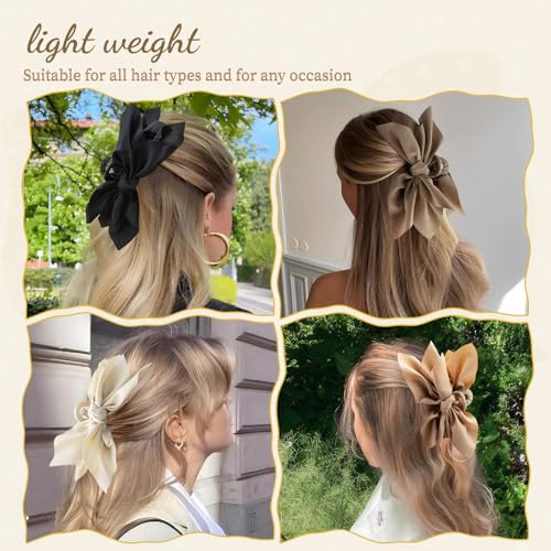 Bow Claw Clips Bow Hair Clips Black White Brown 4PCS Big Hair Bows for Women Butterfly Styling Large Hair Clips for Thick Hair for Girls Hair Accessories for Teen