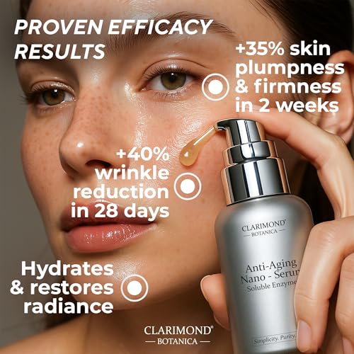 Clarimond Anti Aging Face Serum w/Nano Fermentation, Pro-Xylane¢â, Peptides & Collagen for Hydration, Wrinkle Reduction, Firming, Plumping - Fast Absorbing Botanical Youthful Skincare Treatment 40ml