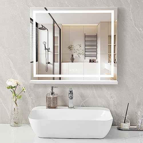 HIEEY Lighted Makeup Mirror, Hollywood Vanity Mirror with Lights, Three Color Lighting Modes, with 4in 20X Magnification Mirror, Smart Touch Control, 360¡ÆRotation (22.8in,White)