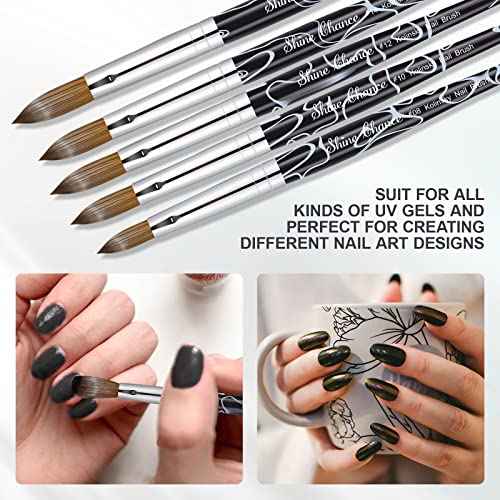Acrylic Nail Art Brush Size 8, 100% Pure Kolinsky Hair Oval for Application, Professional Extension Manicure Tool Striping Drawing Pen DIY Home Salon, Black