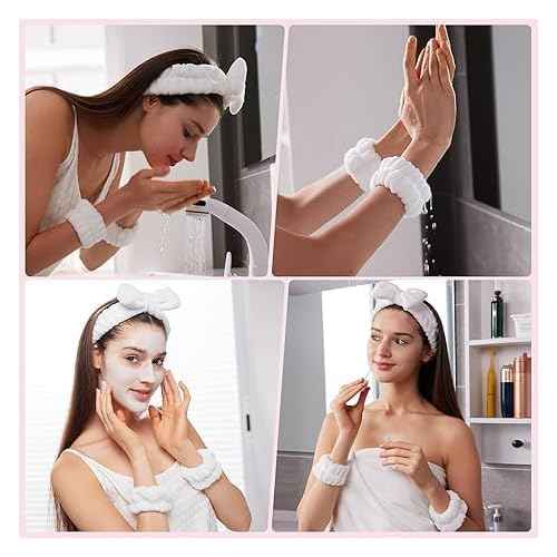 Spa Headband,Makeup Headband Set,For Face Washing Skin Care Accessories,Girls Headbands and Wristbands for Washing Face Head and Wrist Band Set