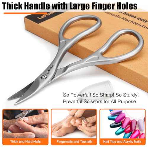 LePinko Professional Nail Scissors Kit, Micro-serrations Blades, Both for Manicure and Pedicure, Stocking Stuffers Gifts For Men and Women