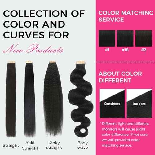 Lashey Tape in Hair Extensions Human Hair 40pcs 100g/pack 22 Inch Body Wave Natural Black Soft and Invisible Hair Extensions