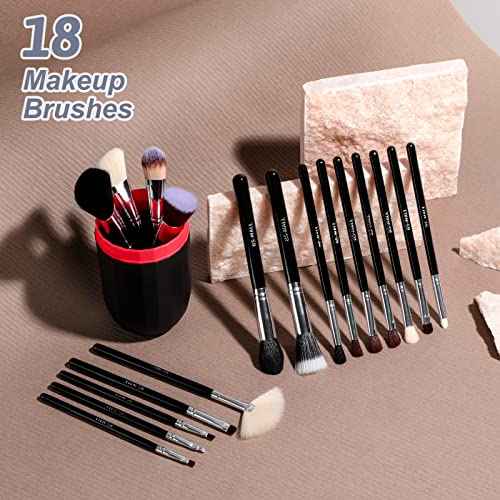 Makeup Brushes BS-MALL Premium Synthetic Foundation Powder Concealers Eye Shadows Makeup 18 Pcs Brush Set, Black Color with Case