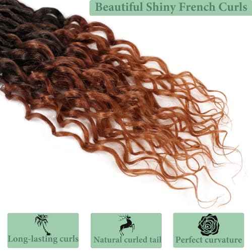 Deep Faux Locs Crochet Hair 30 Inch 8 Packs Goddess Locs Crochet Hair T350 Soft Loc Faux Loc Crochet Braids with Curly Ends Prelooped Deep Wave Croceht Braids for Black Women(Black mixed Ginger)